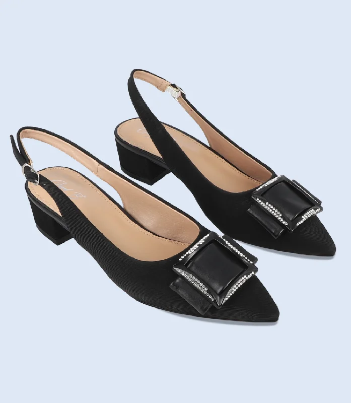 Versatile Heeled Sandals for Any Occasion---BW10186-BLACK-Women Sling Back