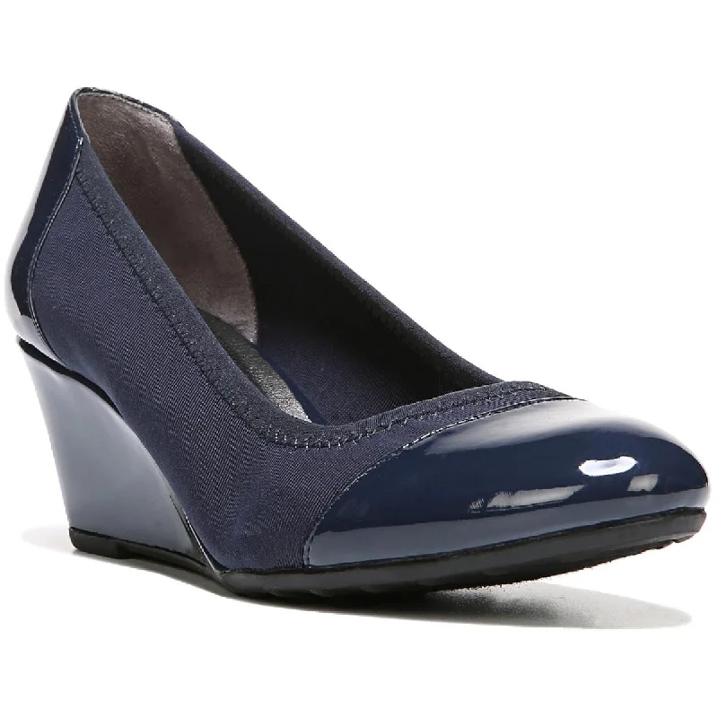 Sleek and Shiny Patent Pump Heels for a Polished Look--Juliana STR Womens Patent Toe Cap Wedge Heels