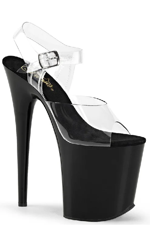 Stylish Platform Heels for Extra Height--FLAMINGO-808 Black & Clear Platform Heels