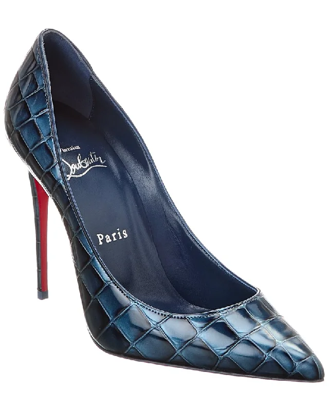 Christian Louboutin Kate 100 Alligator-Embossed Leather Pump---Comfortable Leather Pumps for Office and Everyday Wear