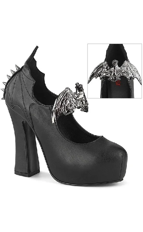 Trendy Chunky Heel Pumps for Casual Wear--DEMON-18 Black Mary Jane Heels