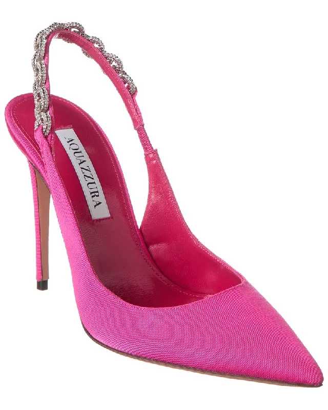 Versatile Heeled Sandals for Any Occasion---Aquazzura Love Link 105 Grosgrain Slingback Pump