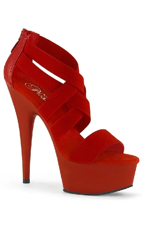 DELIGHT-669 Red Strappy Platform Heels---Affordable Strappy Platform Heels with Premium Quality