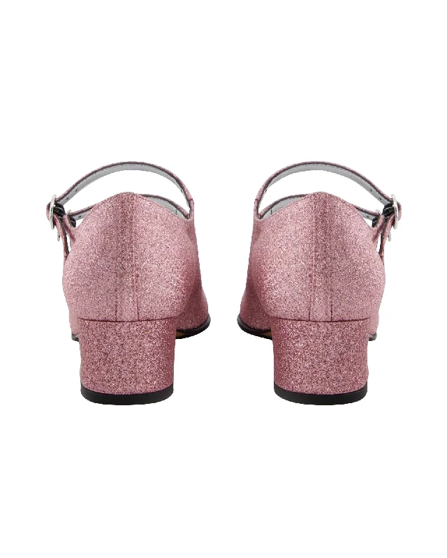 Kina Pumps - Carel - Glitter Pink - Leather---Trendy Glitter Heels for a Glamorous Look