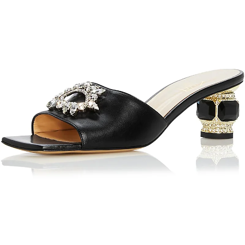 Nalebe by Amina Means Womens Aurum Leather Embellished Mules---Comfortable Leather Pumps for Office and Everyday Wear