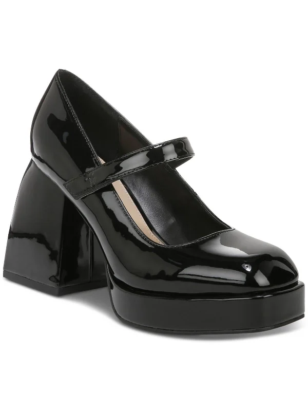 Trendy Chunky Heel Pumps for Casual Wear--Nexie Womens Faux leather Stretch Mary Jane Heels