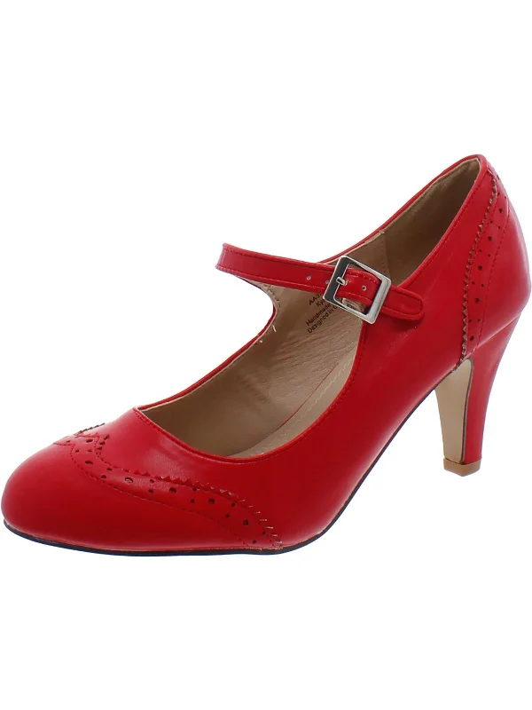 Kym Womens Faux Leather Wingtip Pumps---Comfortable Leather Pumps for Office and Everyday Wear