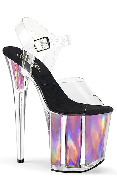 Stylish Platform Heels for Extra Height--FLAMINGO-808HGI Baby Pink Holo Platform Heels