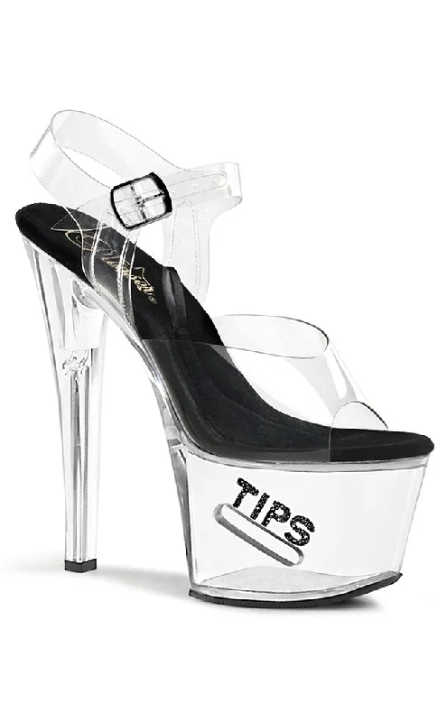 Stiletto Heel Pumps with Perfect Fit--TIPJAR-708-5 Clr-Blk/Clr Heels-Fashionable & Classic