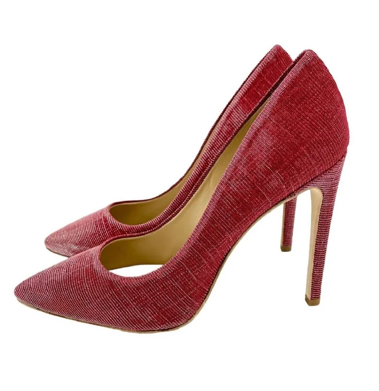 Women's Mesh Glitter Stiletto Heels In Red---Trendy Glitter Heels for a Glamorous Look