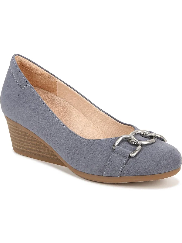 Affordable Suede Ankle Pumps for All-Day Wear--Be Adorned Womens Faux Suede Round Toe Wedge Heels