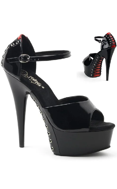 Sleek and Shiny Patent Pump Heels for a Polished Look--DELIGHT-660FH Black & Red Patent Platform Heels