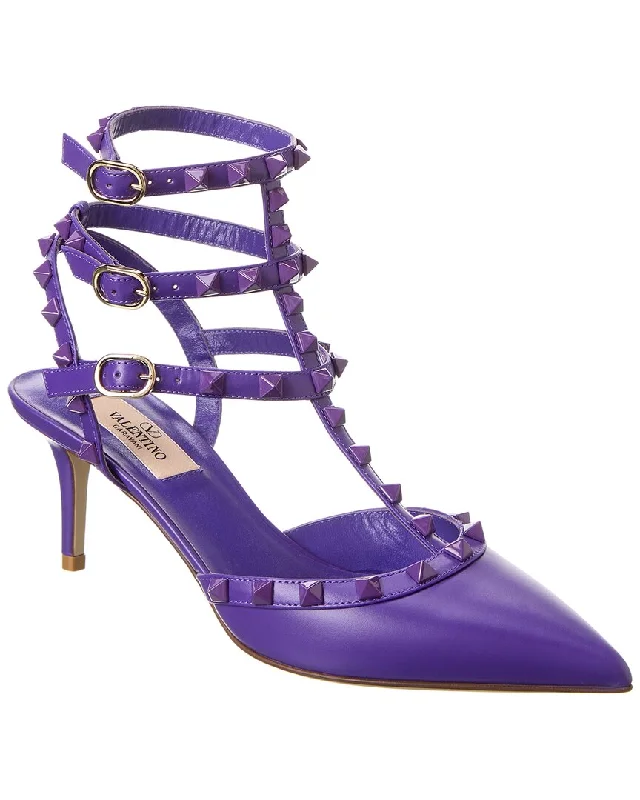 Stylish Ankle Strap Heels for Women--Valentino Rockstud Caged 65 Leather Ankle Strap Pump