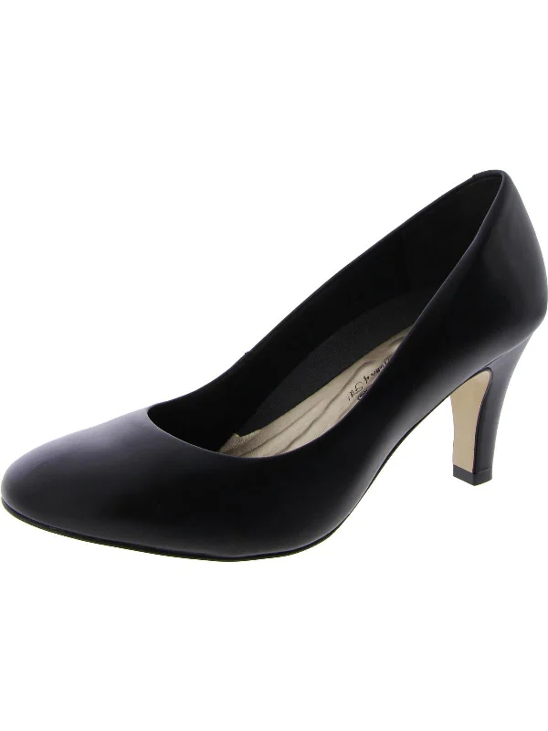 MARLEY Womens Leather Almond Toe Pumps---Comfortable Leather Pumps for Office and Everyday Wear