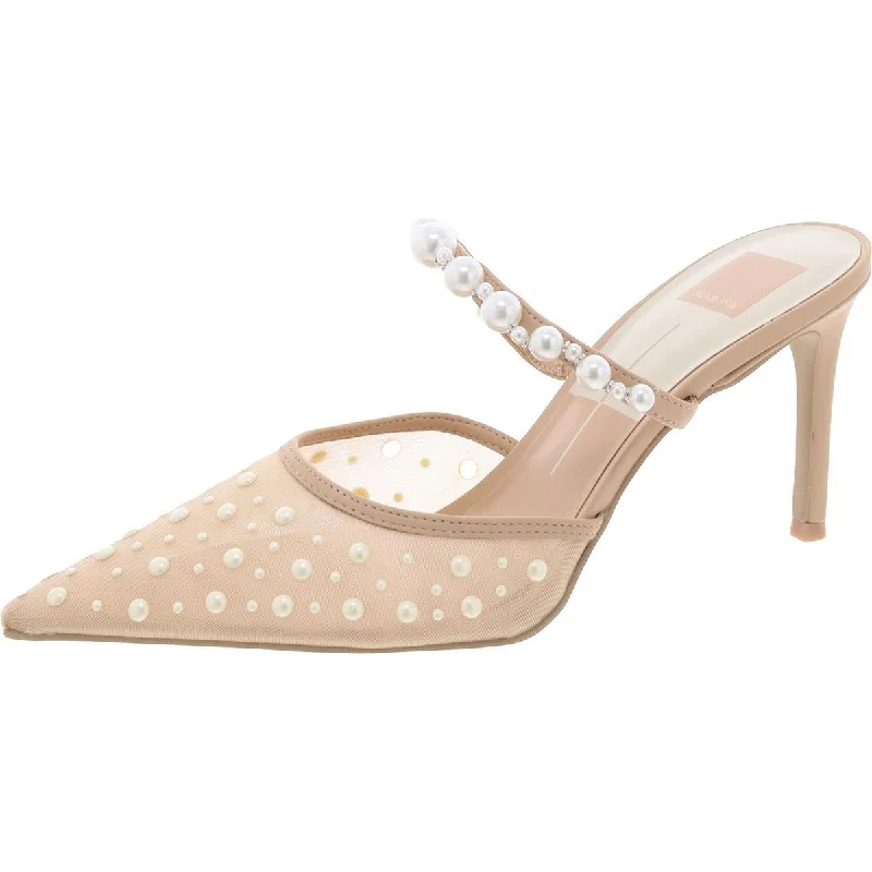 Stiletto Heel Pumps with Perfect Fit--Dolce Vita Womens Katik Pearl Embellished Pointed Toe Mules-Fashionable & Classic