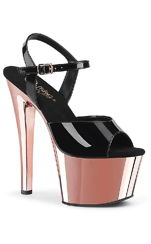 Stylish Platform Heels for Extra Height--KISS-209 Rose Gold Chrome Platform Heels