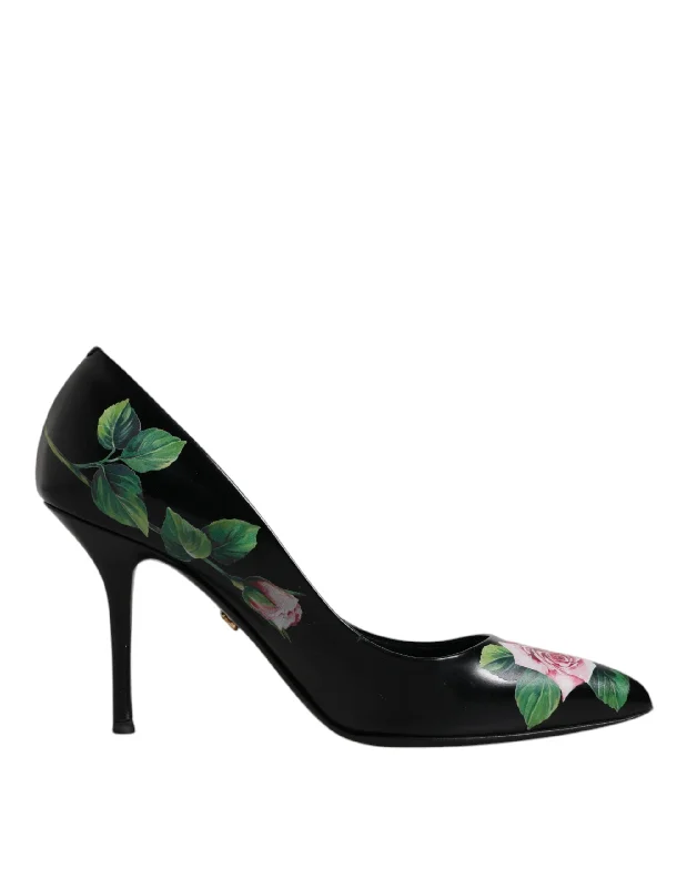 Dolce & Gabbana  Floral Print High Heels Pumps Women's Shoes (Pre-Owned)---Fashionable Kitten Heels for Date Night