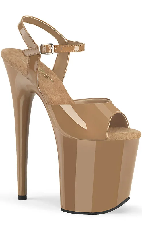 Sleek and Shiny Patent Pump Heels for a Polished Look--FLAMINGO-809 Brown Patent Platform Heels