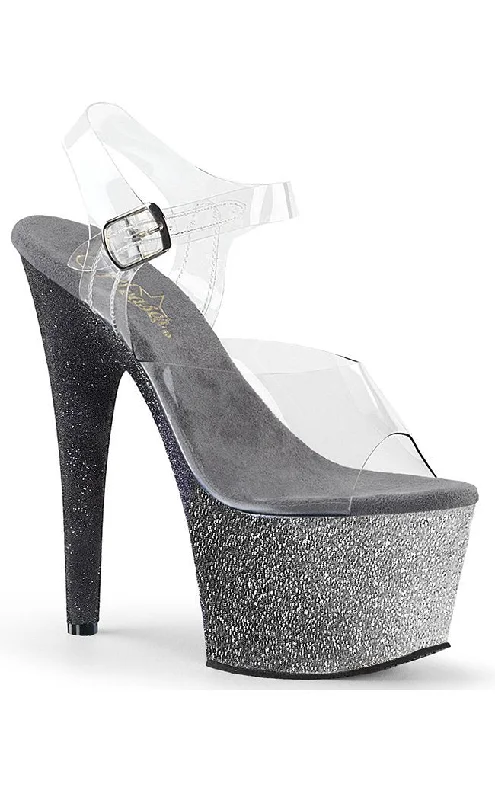 Stiletto Heel Pumps with Perfect Fit--ADORE-708OMBRE Silver & Black Ombre Heels-Fashionable & Classic