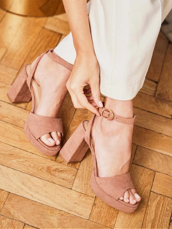 Affordable Suede Ankle Pumps for All-Day Wear--Narcissus Vegan Suede Block Heels | Petal