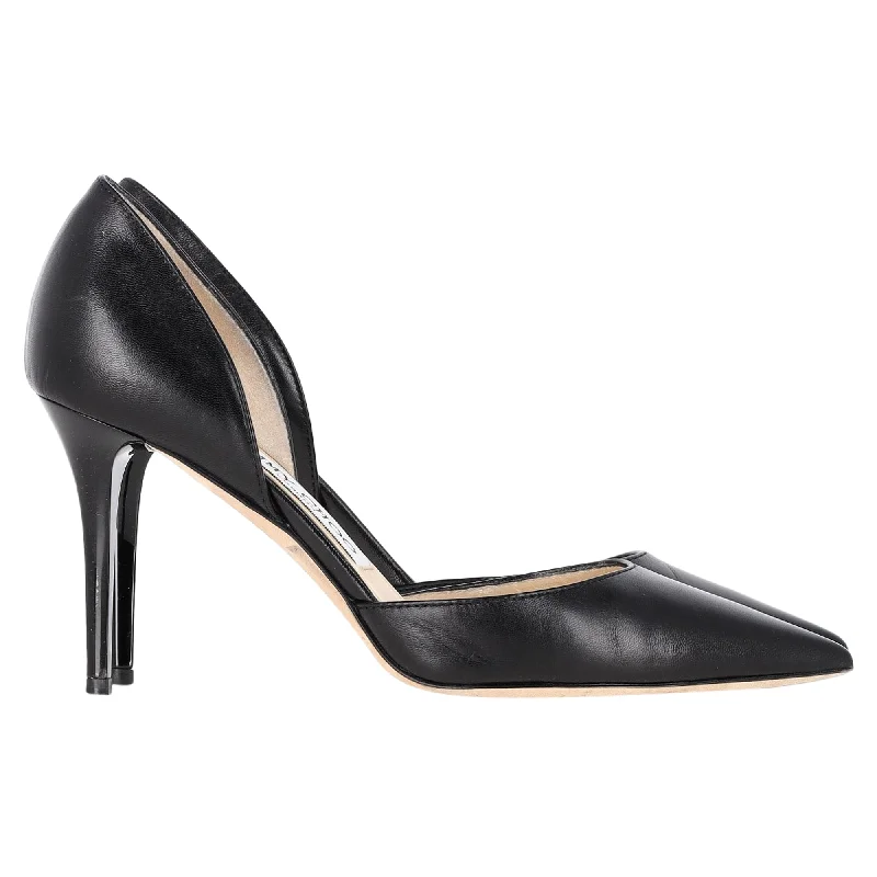 Stiletto Heel Pumps with Perfect Fit--Jimmy Choo Addison Pointed Toe Pumps in Black Leather-Fashionable & Classic