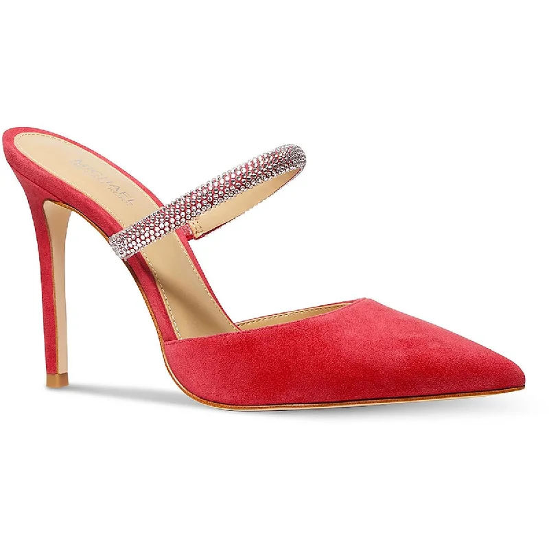 Affordable Suede Ankle Pumps for All-Day Wear--MICHAEL Michael Kors Womens Jessa Suede Rhinestone Mules