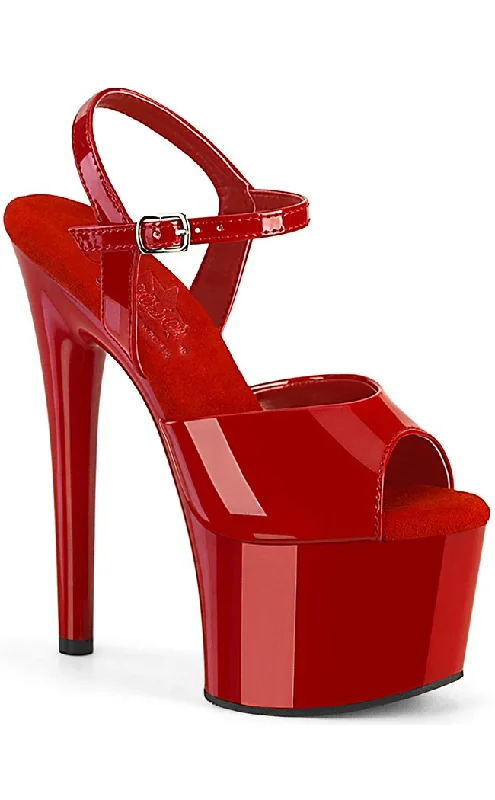 Sleek and Shiny Patent Pump Heels for a Polished Look--PASSION-709 Red Patent Platform Heels