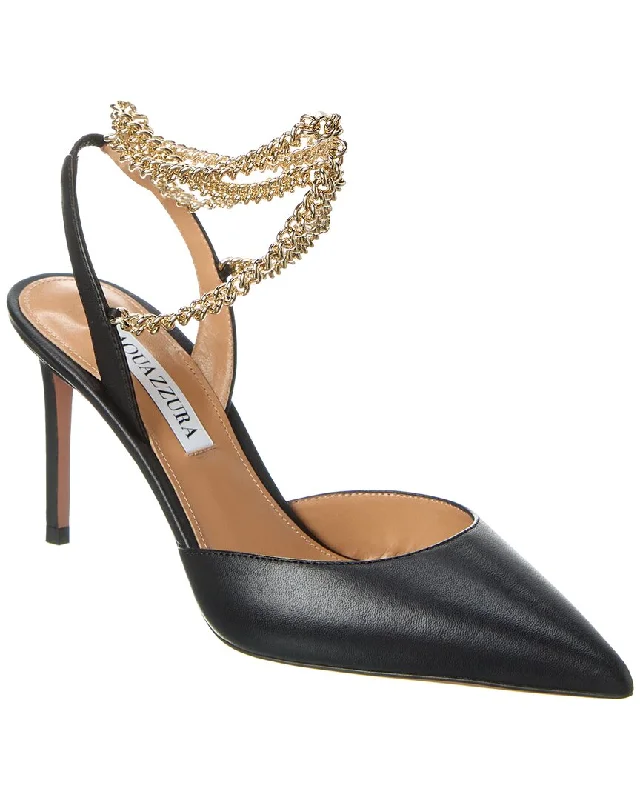 Fashionable Leather Slingback Pumps for Casual Wear--Aquazzura Flash 85 Leather Slingback Pump