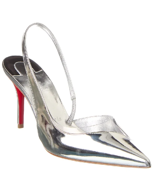 Christian Louboutin Posticha 80 Leather & Vinyl Slingback Pump---Transparent Vinyl Pumps for Bold Fashion Statements