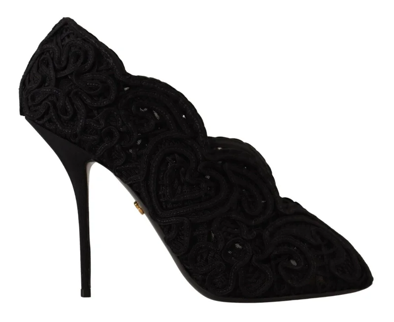 Stiletto Heel Pumps with Perfect Fit--Dolce & Gabbana Elegant Black Lace Stiletto Heels-Fashionable & Classic