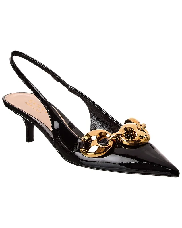 Sleek and Shiny Patent Pump Heels for a Polished Look--Gucci Marina Patent Slingback Pump