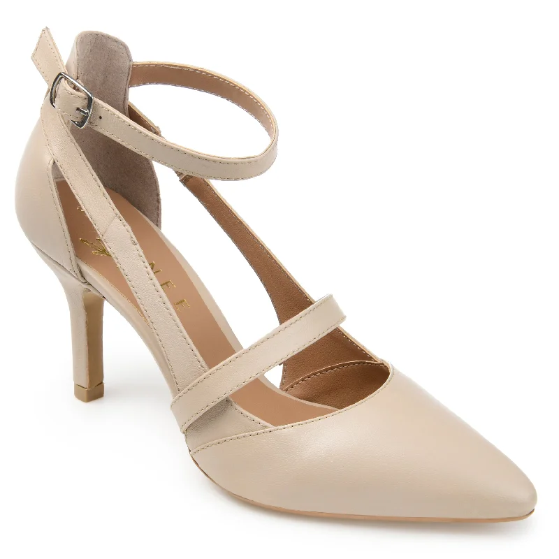 Journee Signature Women's Genuine Leather Vallerie Pump---Comfortable Leather Pumps for Office and Everyday Wear