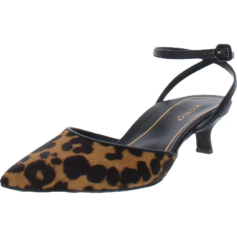 Vionic Womens Jacynda Calf Hair Leopard Print Kitten Heels---Fashionable Kitten Heels for Date Night