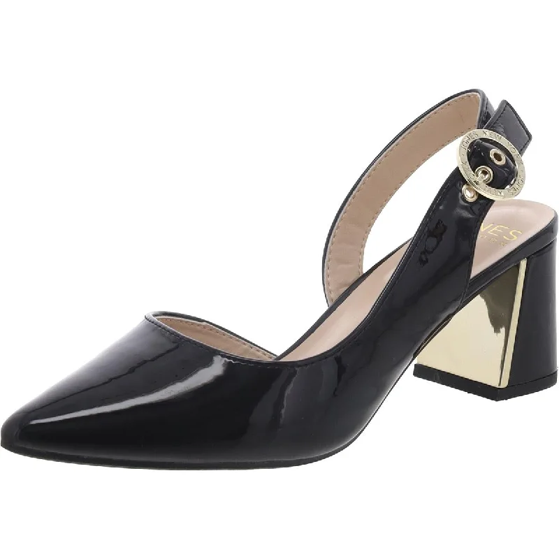 Sleek and Shiny Patent Pump Heels for a Polished Look--Jones New York Womens CANDREE Patent Leather Block Heel D'Orsay Heels