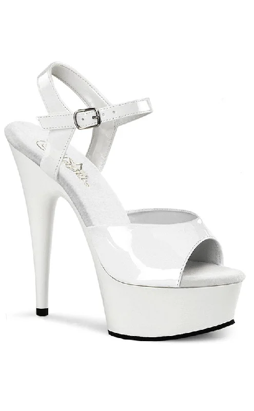 Sleek and Shiny Patent Pump Heels for a Polished Look--DELIGHT-609 White Patent Platform Heels