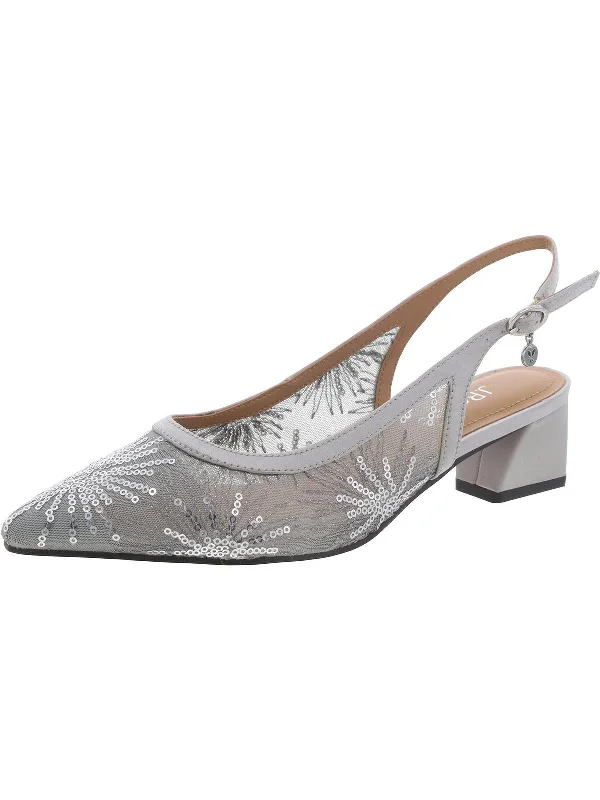 Stiletto Heel Pumps with Perfect Fit--Womens Sequined Pointed toe Slingback Heels-Fashionable & Classic