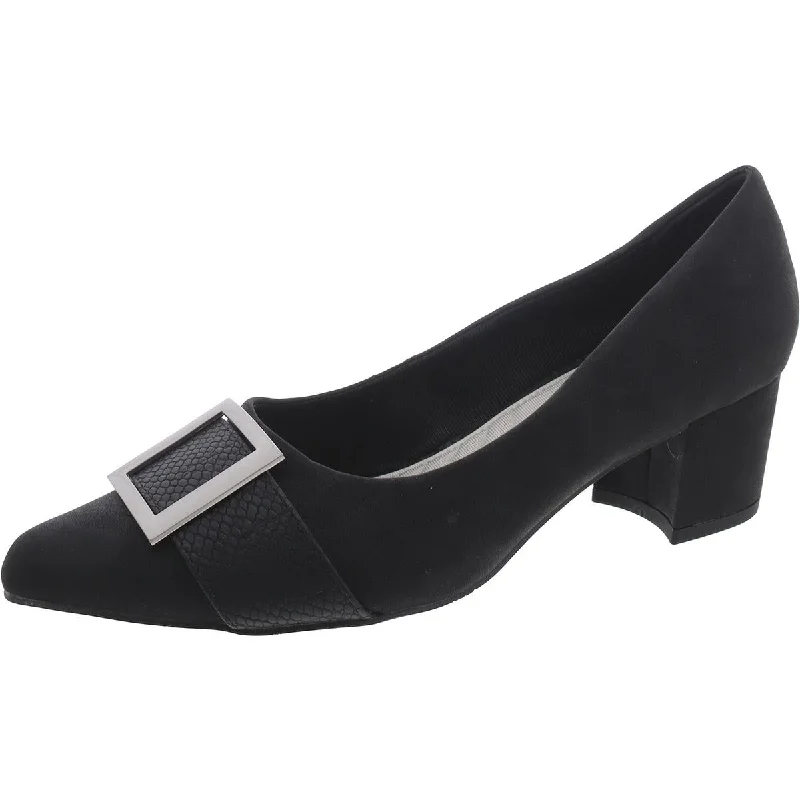 Stylish Slip-On Pumps for Quick Elegance---Easy Street Womens CIDER Faux Leather Slip On Block Heels