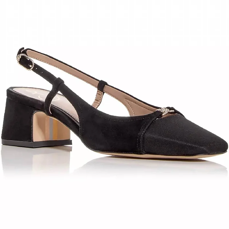 Affordable Suede Ankle Pumps for All-Day Wear--Women's Tarra Slingback Heels In Black Suede