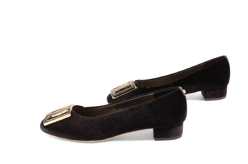 Luxurious Velvet Women's Pumps with Soft Finish---Vicky Heels In Black Velvet