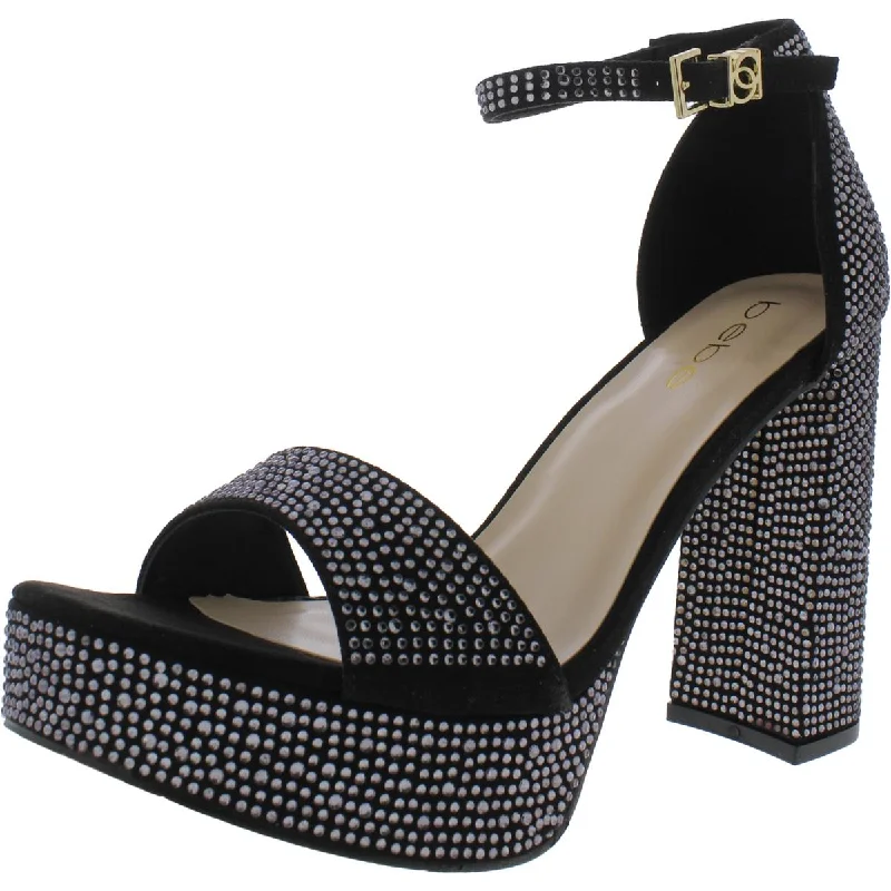 Stylish Ankle Strap Heels for Women--Bebe Womens Shayla Ankle Strap Round Toe Platform Heels