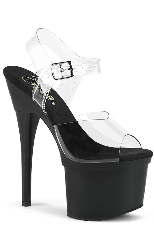 Stylish Platform Heels for Extra Height--ESTEEM-708 Clear & Black Platform Heels