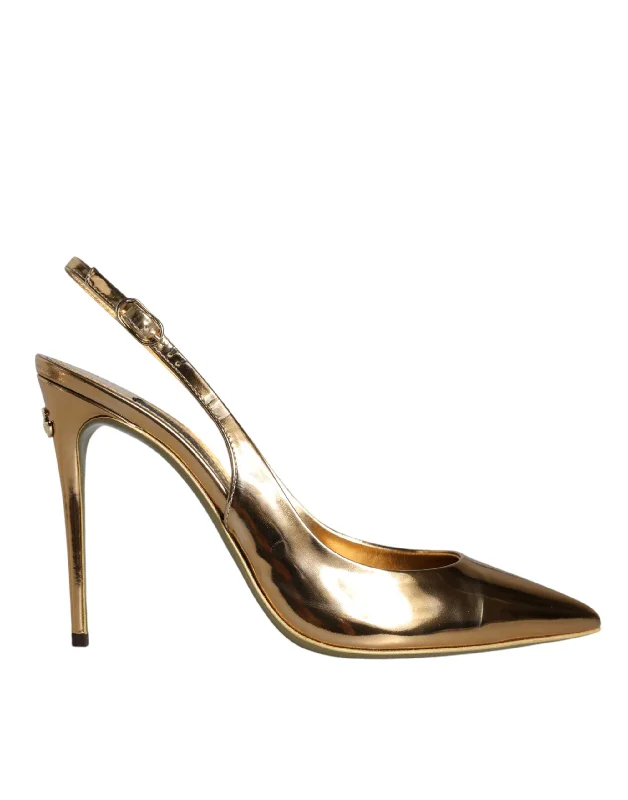 Sleek and Shiny Patent Pump Heels for a Polished Look--Dolce & Gabbana  Patent Leather Heels Slingback Women's Shoes (Pre-Owned)