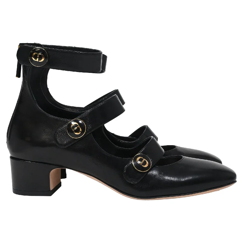 Dior D-Doll Pumps in Black Leather---Comfortable Leather Pumps for Office and Everyday Wear