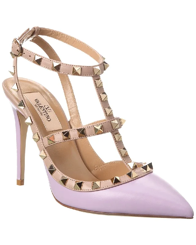 Valentino Rockstud Caged 100 Leather Pump---Comfortable Leather Pumps for Office and Everyday Wear