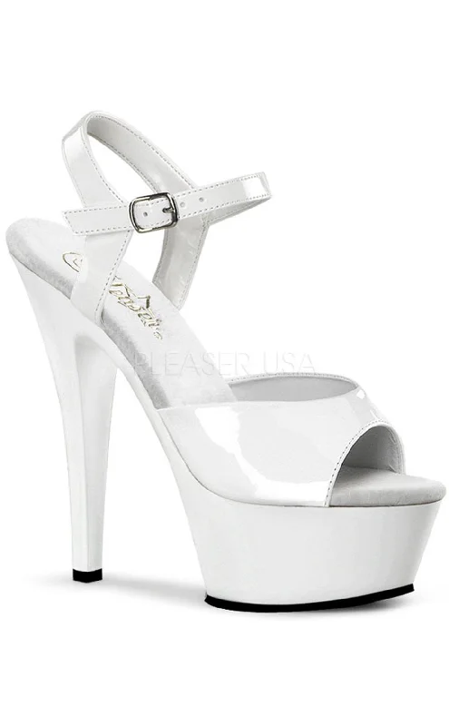 Sleek and Shiny Patent Pump Heels for a Polished Look--KISS-209 White Patent Platform Heels