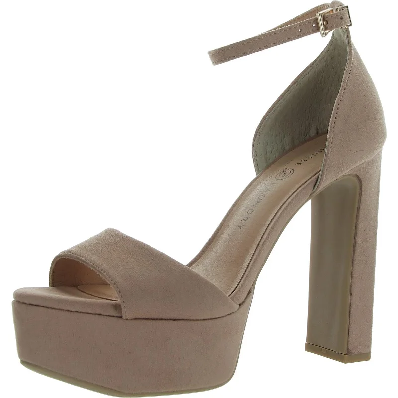 Stylish Ankle Strap Heels for Women--Asher Womens Faux Suede Ankle Strap Heels