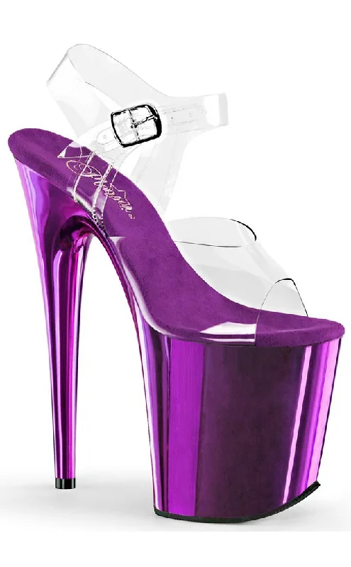 Stylish Platform Heels for Extra Height--FLAMINGO-808 Clear & Purple Platform Heels