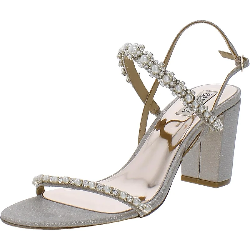 Badgley Mischka Womens Natasha Glitter Embellished Slingback Heels---Trendy Glitter Heels for a Glamorous Look