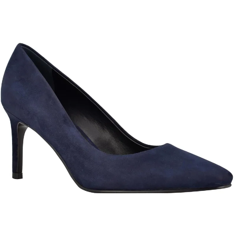 Calvin Klein Womens Callia Suede Square Toe Pumps---Durable Square Toe Block Heels for Everyday Use