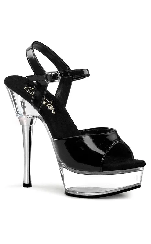 Sleek and Shiny Patent Pump Heels for a Polished Look--ALLURE-609 Black Patent & Clear Heels